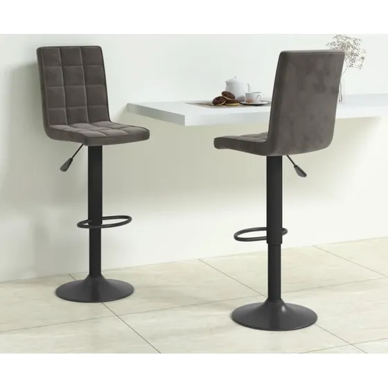 vidaXL barstole 2 stk. fløjl mørkegrå – justerbare og drejelige