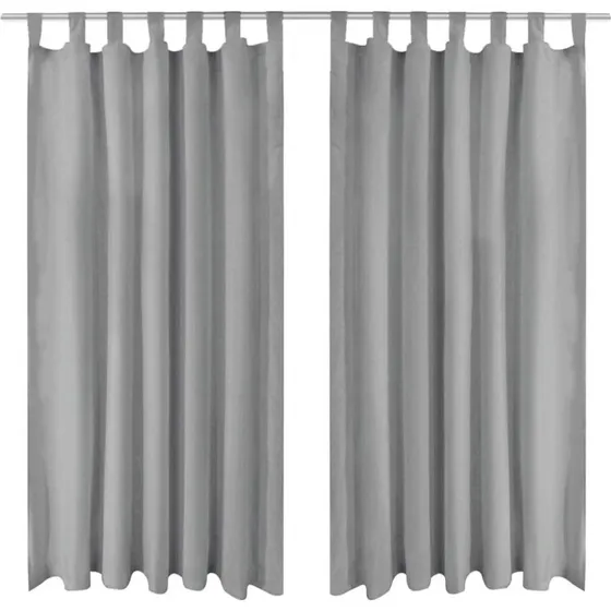 vidaXL gardiner i mikro-satin 2 stk. med løkker 140 x 175 cm, grå