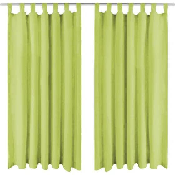 vidaXL gardiner i mikro-satin 2 stk. 140 x 245 cm grøn med løkker