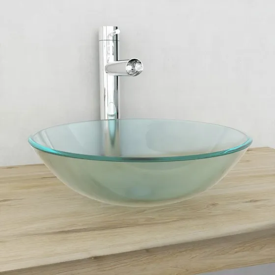 vidaXL håndvask i hærdet glas 42 cm mat