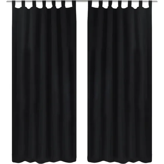 Ukendt mærke - Gardiner i mikro-satin m. løkker 140 x 225 cm, sort (2 stk)