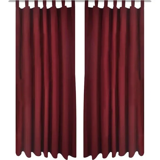 Uden mærke Gardiner i mikro-satin med løkker 2x140x175 cm bordeaux