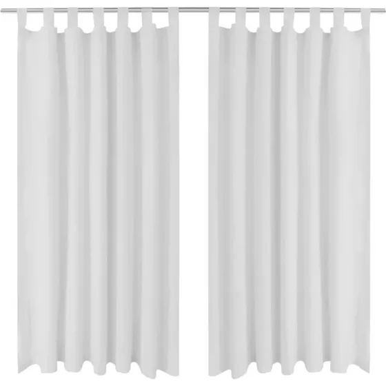 Gardiner i mikro-satin med løkker 2 stk. 140x175 cm - hvid