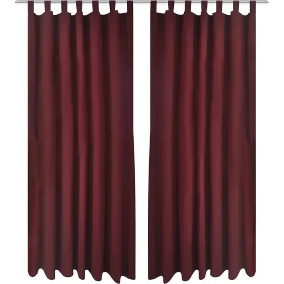 Mikro-satin gardiner med løkker 2 stk 140x245 cm – Bordeaux