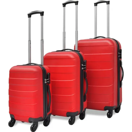 vidaXL hardcase trolleyst 45,5/55/66 cm, rd