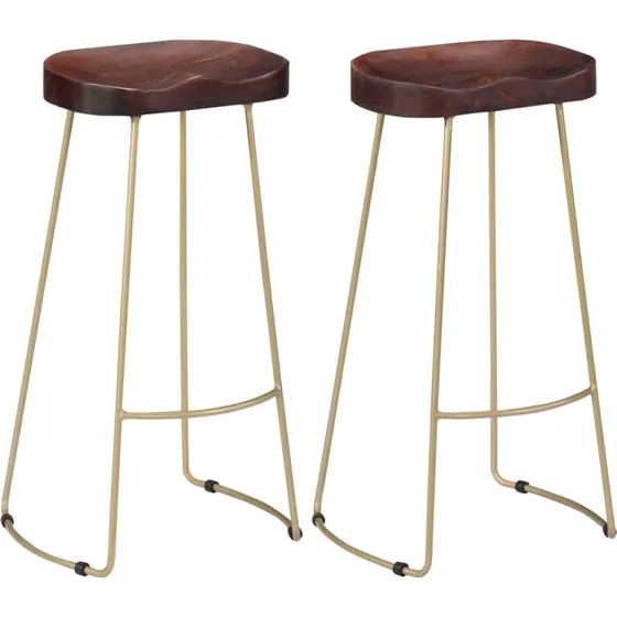 vidaXL Gavin barstole 2 stk. mørkebrun massivt mangotræ 45x40x78 cm