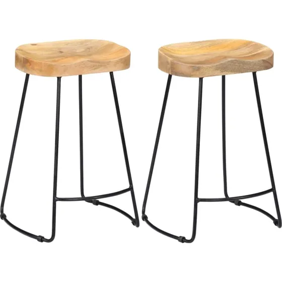 vidaXL Gavin-barstole 2 stk. massivt mangotræ lysebrun