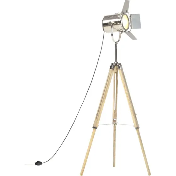 vidaXL Gulvlampe med trefod 140 cm, massivt mangotr