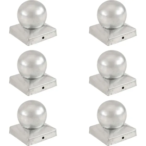 vidaXL globusformet stolpehtte 6 stk. 91x91 mm galvaniseret