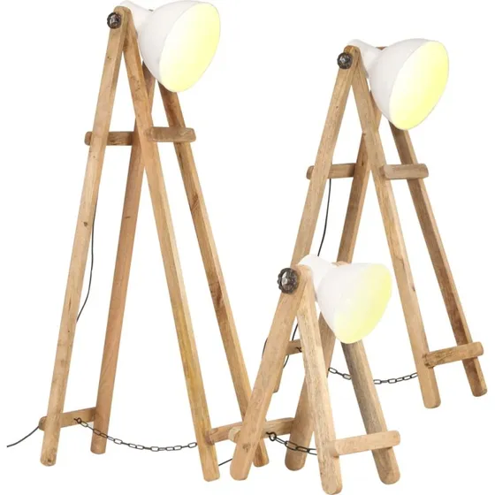 vidaXL gulvlamper 3-pak E27 massivt mangotr/hvid