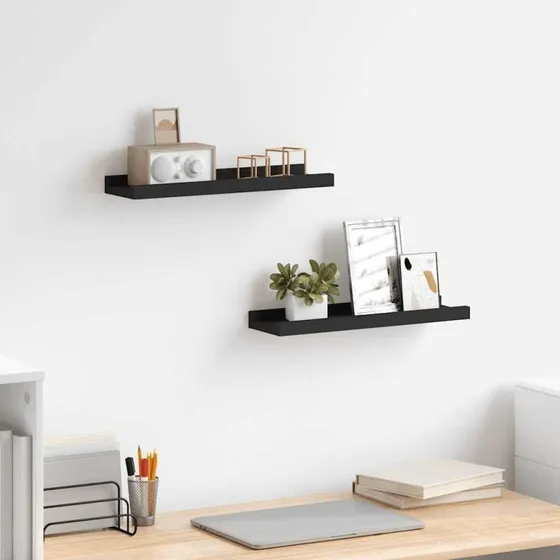 vidaXL Gallerihylder 2 stk. 40x9x3 cm MDF sort