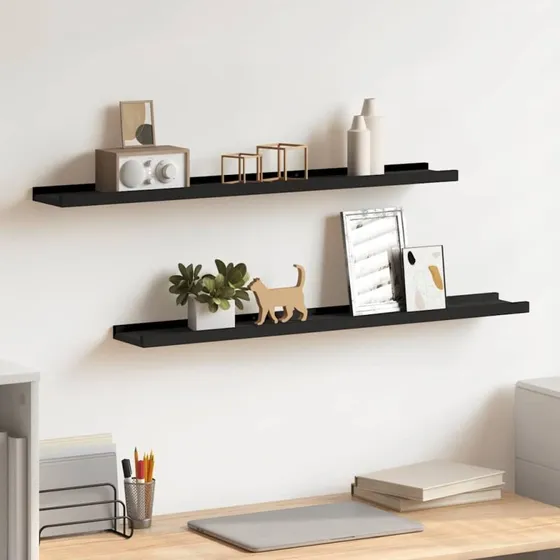 vidaXL gallerihylder 2 stk. 80x9x3 cm MDF sort