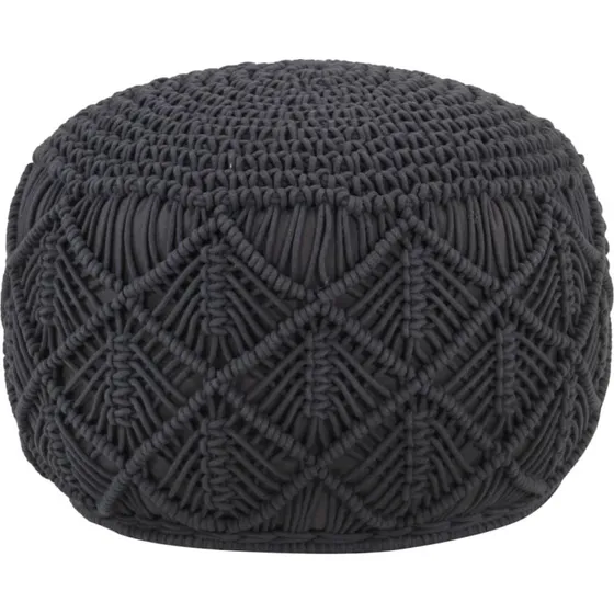vidaXL håndlavet macramépuf 45x30 cm bomuld - antracitgrå