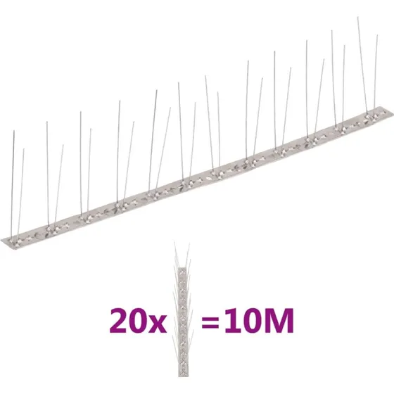 vidaXL fuglepigge 2-rkket 20 stk 10 m rustfrit stl