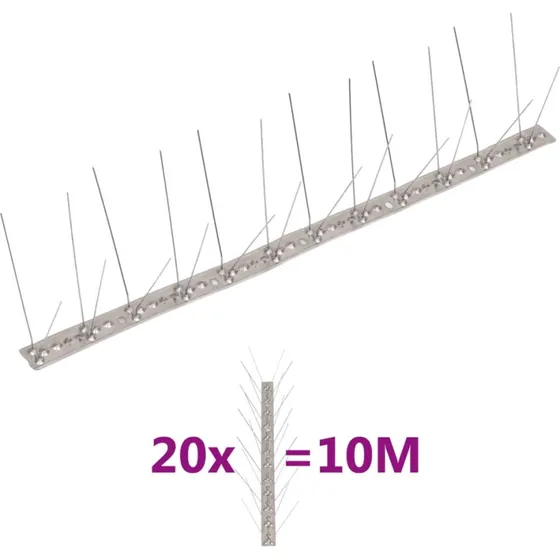 vidaXL fuglepigge 4 rkker 20 stk. 10 m rustfrit stl