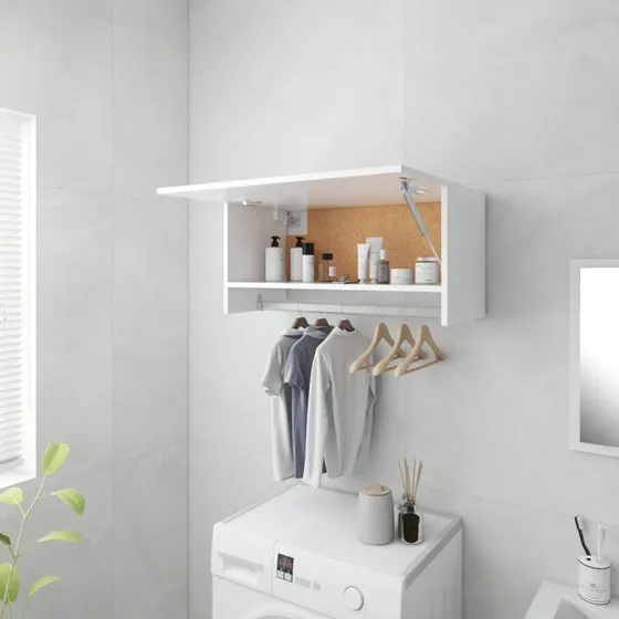 Garderobe 70x32,5x35 cm Hvid højglans (vægmonteret)