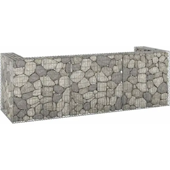 vidaXL gabionvg til affaldsspand 325x100x110 cm, galvaniseret stl
