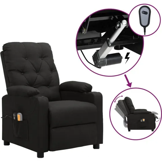 vidaXL eldrevet massagestol stof sort