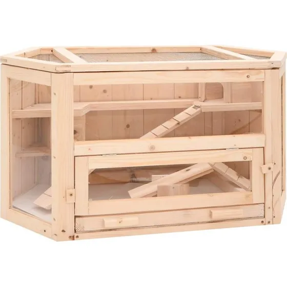 vidaXL hamsterbur i massivt fyrretr 80x40x43 cm