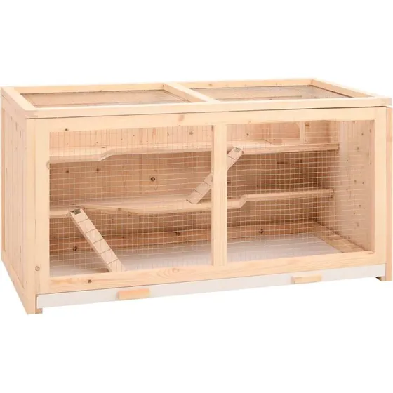 vidaXL Hamsterbur i massivt fyrretræ 104x52x54 cm