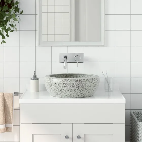 vidaXL rund bordhåndvask Φ41x14 cm i grå keramik