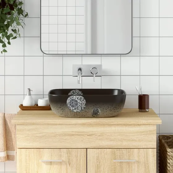 vidaXL rektangulær håndvask i keramik 48x37,5x13,5 cm, flerfarvet