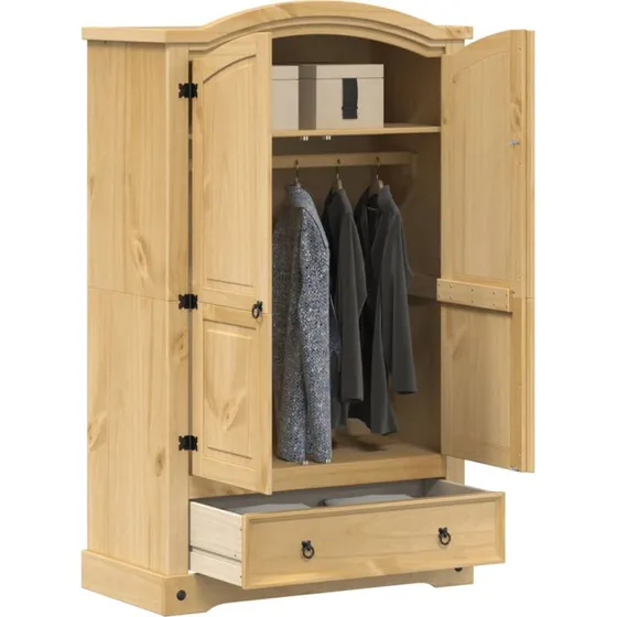 vidaXL garderobe Corona 101x52x170 cm i massivt fyrretræ
