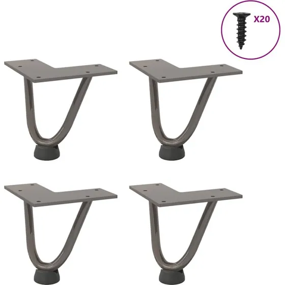 vidaXL hårnåleben til sofabord 10 cm naturstål, 4 stk