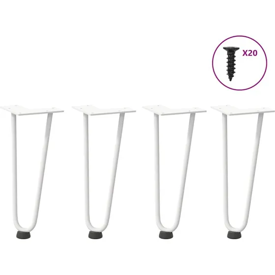 vidaXL hårnåleben til sofabord 4 stk. 30 cm hvid, massivt stål