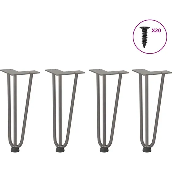 vidaXL hårnåleben til sofabord 4 stk naturstål 30 cm