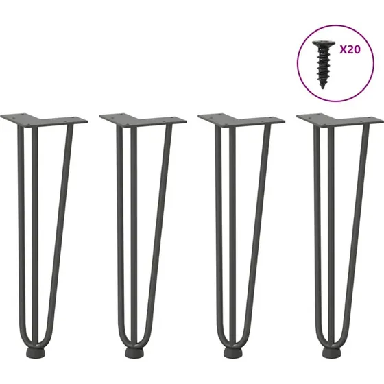 vidaXL hårnåleben til sofabord 42 cm antracit, massivt stål (4 stk)
