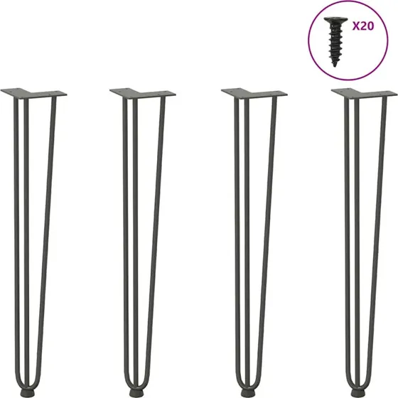vidaXL hårnåleben 72 cm 4 stk. antracit massivt stål