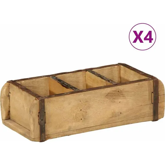 vidaXL Bakke 4 stk Brun 30 x 14 x 9 cm i genbrugstr