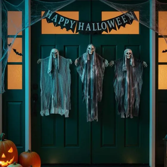 vidaXL Halloween Hængende Spøgelse 3 stk sort 66 x 110 cm polyester