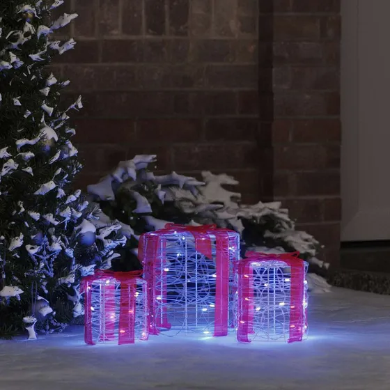 vidaXL Gaveæsker dekorationssæt 3 stk Blå 20x20x21 cm Akryl