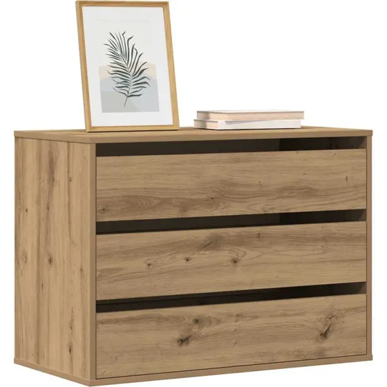 vidaXL hjørnekommode 80x41x58 cm konstrueret træ egetræsfarve