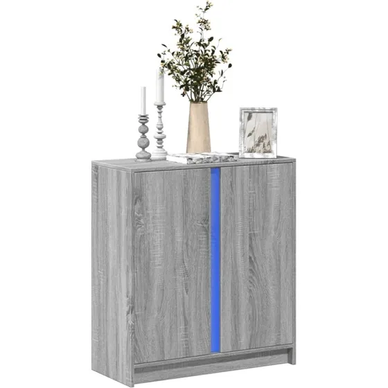 vidaXL skab med LED-lys 77x34x85 cm grå Sonoma-eg