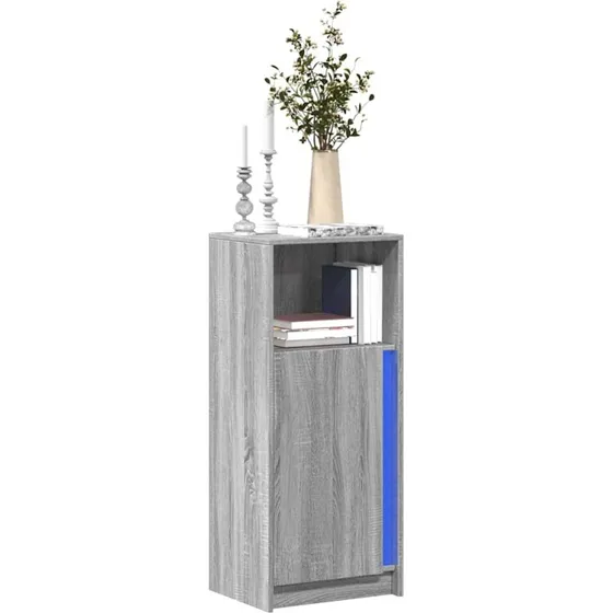 vidaXL skab med LED-lys 42,5x34x100 cm, grå Sonoma-eg