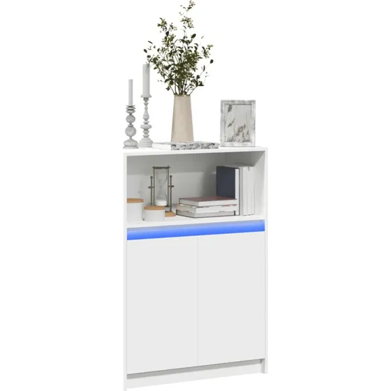 vidaXL reol med LED 72x34x100 cm, konstrueret træ, hvid