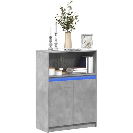 vidaXL Skab med RGB-LED 72x34x100 cm, konstrueret træ, betongrå