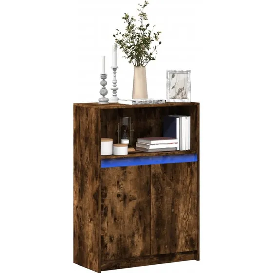 vidaXL reol med LED 72x34x100 cm – røget eg