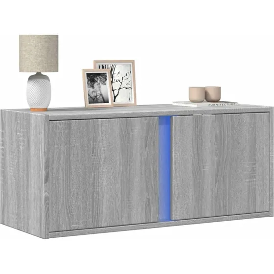 vidaXL vghngt TV-bord 80x31x35 cm, gr sonoma-eg med LED