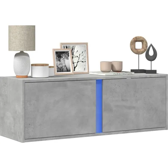 vidaXL vghngt TV-bord 100x31x35 cm  betongr med LED