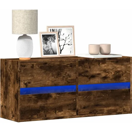 vidaXL vghngt TV-bord med LED 100x31x45 cm  rget egetr