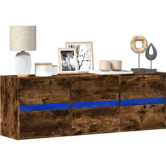 vidaXL vghngt TV-bord med LED 130x31x45 cm, rget eg