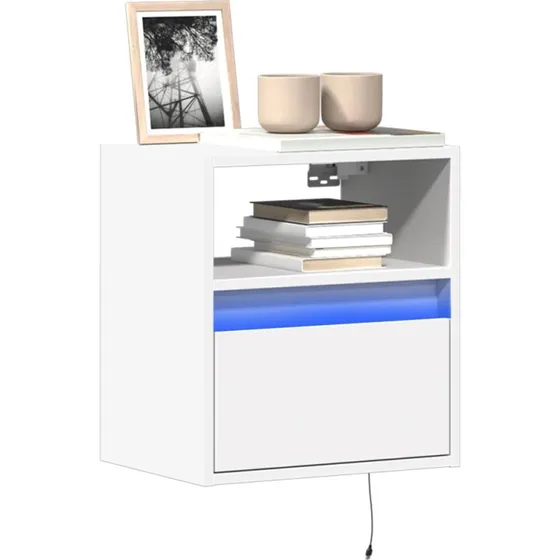 vidaXL vghngte TV-borde 2 stk. med LED 41x31x45 cm, hvid