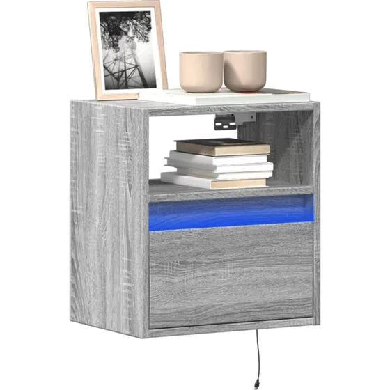 vidaXL vghngt TV-bord 41x31x45 cm, gr sonoma-eg m. LED