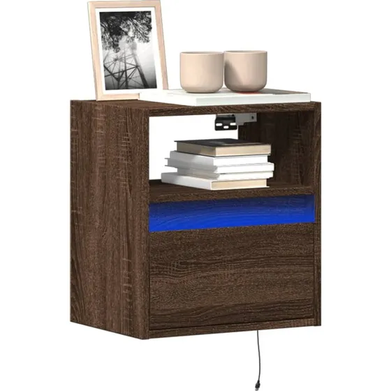 vidaXL vghngte tv-borde 2 stk. 41x31x45 cm - brunt eg, LED