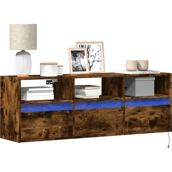 vidaXL vghngt TV-bord 130x31x45 cm med RGB LED, rget eg