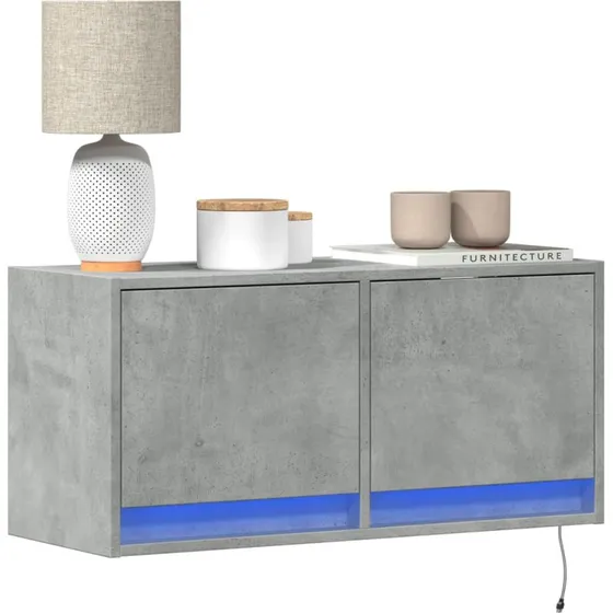 vidaXL vghngt TV-bord 80x31x35 cm med LED, betongr